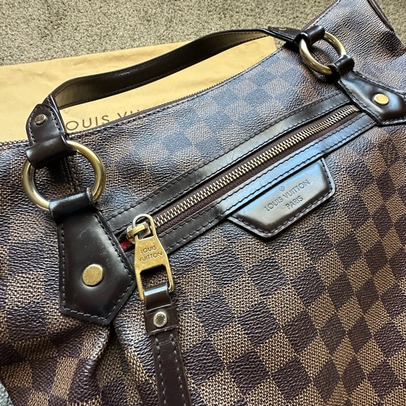 Authentic Louis Vuitton Damier Ebene Evora MM Adjustable Handbag Tote RETIRED - Picture 5 of 16